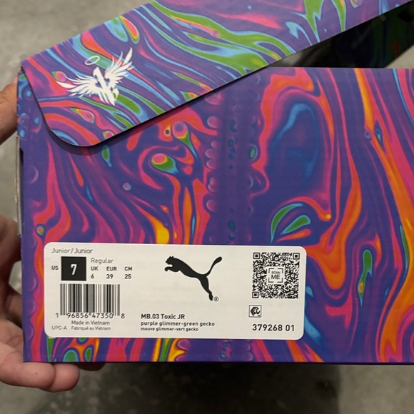 Puma Kids Sneakers in Purple with Neon Green and Pink - Picture 3 of 5